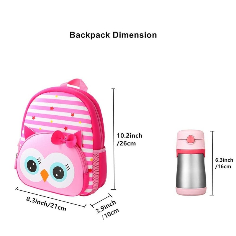 KK CRAFTS Preschool Backpack Toddler Neoprene Animal Schoolbag Lunch backpack for Kids Boys Girls(Owl) - Image 4